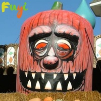 Expédition rapide, lanterne géante gonflable classique Jack-O'-Lantern très résistante avec visage noir pour la décoration de vitrine d'Halloween