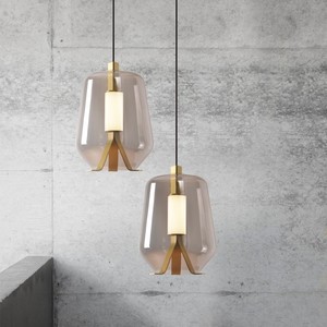 Lampada a Sospensione LED Design Nordico Stile Lava per <span class=keywords><strong>Ristorante</strong></span>, Moderna Lampada Sospesa in Ferro e Vetro, 3500K Luce Calda Fumé/Ambra, 672 Lumen - Product Image 5