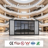 Boutique de luxe en conteneur préfabriqué avec façade entièrement vitrée pour magasin de vente au détail mobile et affichage de la marque en showroom