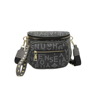 Bolso de Mujer de PU con Diseño Geométrico Vintage, Estilo 2026, Detalle de Remaches, Cierre de Cremallera, Poliéster, Diseño de Lujo - Product Image 3