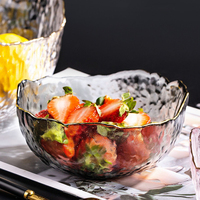 Koreaanse Stijl Milieuvriendelijke Glazen Kom Set Gesneden Binnenlandse Hamer Textuur Voor Salade Groenten Fruit