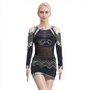 LadyX Cheerleading Uniform Set Pink <b>White</b> Gradient <b>Long</b> <b>Sleeve</b> <b>Crop</b> <b>Top</b> Skirt Adult Women's Dance Team Kit Custom Rhinestone - Product Image 6