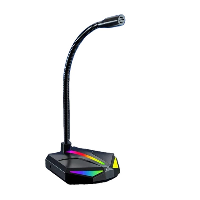 Hot Selling Black Adjustable USB Gooseneck RGB Gaming Mic Computer Live Game Led Light Gaming Headphone Stand Headset Holder