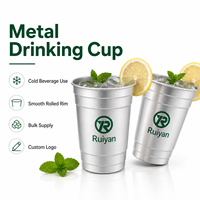 Gobelet en aluminium réutilisable, léger, en métal, avec logo personnalisé pour la bière, les sodas, les jus et les boissons froides