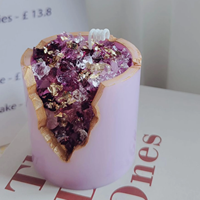 Bougie parfumée en cire de gel en forme de pierre de cristal avec feuille d'or et coquille en cire d'abeille de soja pour la décoration de la maison et les cadeaux