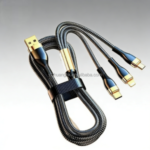 Cable de Carga Rápida, Cable de Datos Trenzado de Nailon de 6A, Cable de Carga Rápida Tres en Uno con Malla de Alambre, 3 en 1 para Teléfonos Móviles - Product Image 2