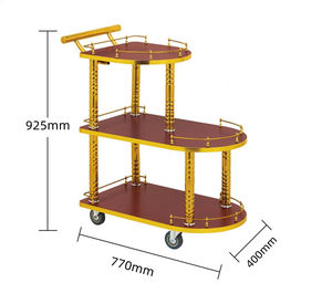 Luxury Liquor Trolley Royal Hand Dessert <strong>Cart</strong> 3 Tier Titanium <strong>Wooden</strong> European Four Wheels Hotel Restaurant Gold Hotel Furniture - Product Image 2