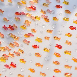 1 pièce Autocollants pour ongles en gel souple, motifs poissons rouges, carpes, poissons de l'océan et de la plage, brillants, petits carpes koï, pour manucure et décoration - Product Image 5