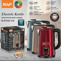 Bouilloire électrique 2000W en acier inoxydable, compatible normes US 110V et UE, avec carafe thermique domestique de 2000ml