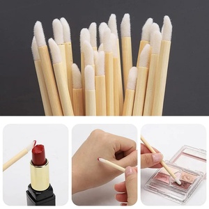 50pcs Bamboo Angular Lip Gloss Brush Eco Friendly <b>Mini</b> Lip Liner Balm Applicator Disposable Makeup Brushes - Product Image 6