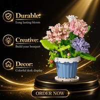 Ensemble de blocs de construction en forme de plante en pot de carnations, 365 pièces, modèle de fleur en plastique, décoration de bureau DIY, cadeau