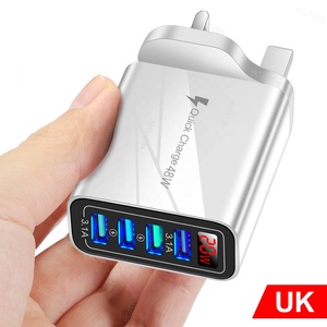 Pantalla digital Cargador de viaje de 20W Enchufe europeo/estadounidense/británico Carga rápida 3.1A Cargador de teléfono móvil USB de 4 puertos para teléfono inteligente Tablet Home - Product Image 4