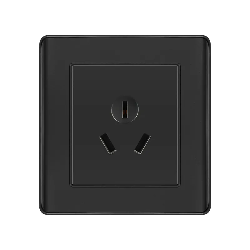 Benutzer definierte schwarze PC-Panel Wand leuchte Drucktasten schalter 16A 10A Einzels teckdose und Schalter Steckdose