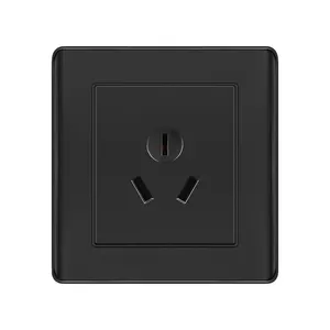 Botão preto personalizado da luz da parede do painel do PC interruptores 16A 10A único soquete e interruptores de saída elétrica