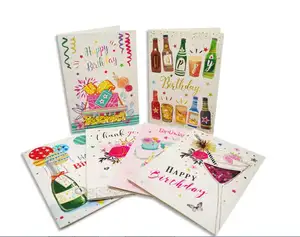 Роскошные бумажные открытки с блестками для счастливого дня рождения, Забавные 3D Поздравительные открытки ручной работы с индивидуальным принтом