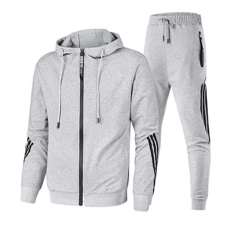 Custom Jogging Gym Design Track Suit Casual Fashion Sportswear Zipper Hooded And Pant Pullover 2 Piece Set Men Tracksuit Set