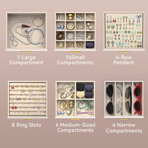 กล่องใส่เครื่องประดับทรงสี่เหลี่ยมผืนผ้า ยี่ห้อ <span class=keywords><strong>JoJo</strong></span> Popular ฝาใส หนังหรูหรา ป้องกันฝุ่น ขนาด 28*<span class=keywords><strong>27</strong></span>*17 ซม. สำหรับจี้ สร้อยข้อมือ ต่างหู แหวน - Product Image 2