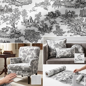 Tissu <span class=keywords><strong>toile</strong></span> <span class=keywords><strong>de</strong></span> <span class=keywords><strong>Jouy</strong></span> imprimé motif bleu vintage victorien pour textile <span class=keywords><strong>de</strong></span> maison, <span class=keywords><strong>ameublement</strong></span> et sacs - Product Image 3
