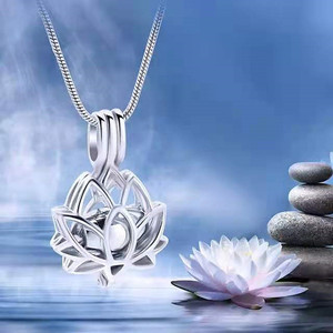 رماد جرة دلاية قلادة العظام الرماد مربع قلادة اللوتس زهرة رماد الحرق جرة قلادة - Product Image 3