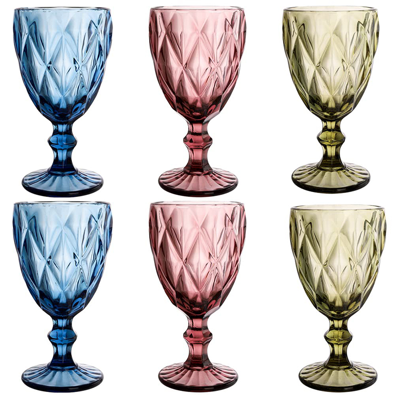 8 OZ Colored Glass Water Goblets
