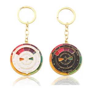 Novelty Rotatable Palette Keychains Spinning Color Compass Enamel Keychain Metal Keychain custom