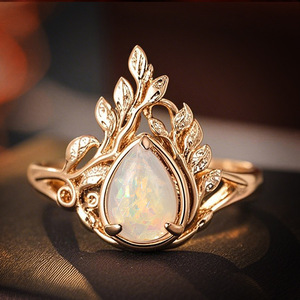 Anello a Goccia con Effetto Opale per Donne, Tono Caldo Ispirato alla Natura, Accessorio per Uso Quotidiano - Product Image 2