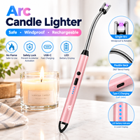 Allume-cigare électrique à arc plasma sans flamme à long bec de cygne, rechargeable avec affichage de la batterie, pour barbecue, camping, cheminée