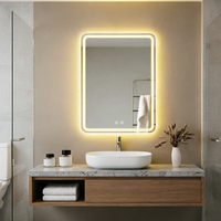 Miroir tactile LED, miroir argenté sans cuivre à 91,5 % de transmittance, design moderne, écologique, réglable pour appartement et villa