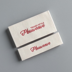 Étiquette de vêtement en coton tissé 100 % <span class=keywords><strong>personnalisée</strong></span> en usine, haute densité, avec logo de marque, pour <span class=keywords><strong>couture</strong></span> - Product Image 1