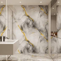 Panneau mural de douche en PVC noir marbré doré 1/1,2 m, qualité supérieure, imperméable, finition UV, panneau décoratif pour salle de bain