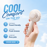 Ventilador de Mano Eléctrico LED Recargable USB, Mini Ventilador Portátil de Viaje, Bonito, de Cuatro Velocidades, de Plástico, para Uso Doméstico y al Aire Libre