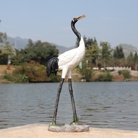 Sculpture de dragon et grue en fibre de verre étanche, style dessin animé, pour l'attraction de richesse et la prospérité, idéale pour l'extérieur, piscine et jardin, Feng Shui Oriental
