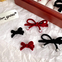 Rouge Velours Perle Arc Vintage Flocage Pince À Cheveux Élégance Artistique Petite Frange Clip À La Main De Mode Exquis Cheveux Accessoires