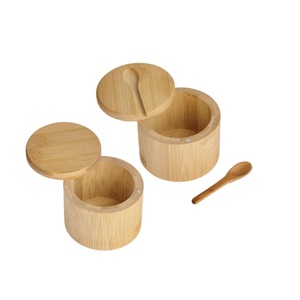 Bamboo <b>Spice</b> <b>Jar</b> With Lid And Spoon Airtight Storage For Solid Seasonings Kitchen Use Size M - Product Image 1