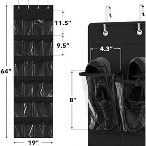 24 Pockets Crystal Clear PVC Over Door Shoe Organizer, Non-woven <b>Space</b> <b>Saving</b> Storage Rack Over the Door Shoe Organizer - Product Image 4