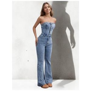 Combinaison en <span class=keywords><strong>jean</strong></span> pour <span class=keywords><strong>femme</strong></span>, style rétro américain, taille européenne et américaine, tissu extensible, en stock, best-seller pour l'été - Product Image 5