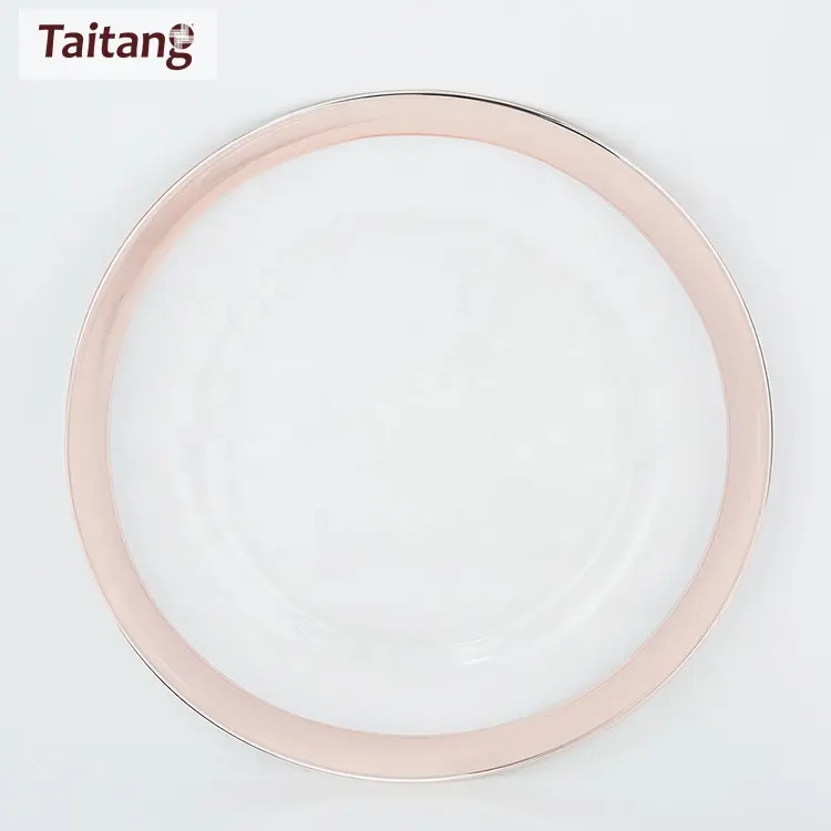 Trang Trí Bàn Đám Cưới 13 Inch Glass Bán Buôn Rose Gold Charger Tấm