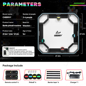 TBFIT Machine de flipper en bois pour divertissement familial, jeu de combat avec notation électronique pour deux, trois ou quatre joueurs, jeux portables - Product Image 6