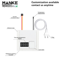 Interruptor Táctil con Sensor de Luz para Espejo, LED Inteligente de Alta Sensibilidad de 12W, con Pantalla de Hora y Temperatura, 110V 220V, Inductivo