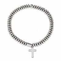 Bracelet Homme Européen Fait Main Style Américain en Acier Inoxydable avec Perles Rondes de 6mm – Mode et Porte-Bonheur – Vente en Gros