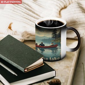 Frosted Black 11oz <b>Ceramic</b> <b>Mug</b> Color Changing Magic Cup For Daily Drinking - Product Image 3