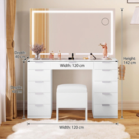 Table de toilette moderne à LED sur mesure, avec rangement, vente en gros OEM pour la maison, directement de l'usine