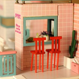 All'ingrosso IIECREATE Puzzle 3D in miniatura rosa Loft giocattolo in legno città fai da te fiore casa delle bambole e negozio di caffè leggero Puzzle gioco giocattolo - Product Image 3