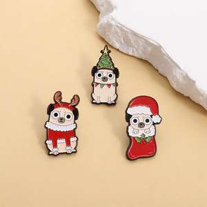 Navidad perro esmalte pines Santa Claus alce árbol moda insignias solapa broches vacaciones joyería accesorios regalo - Product Image 4