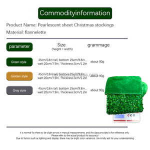 Gepersonaliseerde Groene Grijze Gouden Satijnen Voering Kerstsokken Met Parelmoer Blad Ontwerp Vakantie Benodigdheden Hcd 25011abc - Product Image 2