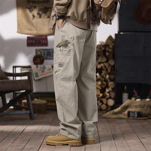 <span class=keywords><strong>Pantalones</strong></span> Cargo rectos <span class=keywords><strong>americanos</strong></span> Retro para hombre, <span class=keywords><strong>pantalones</strong></span> largos informales de ajuste holgado versátil de moda simple media de algodón 100% para primavera y otoño - Product Image 2