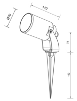 Projecteur extérieur étanche IP65 7W AC Classe II isolé avec support à piquet pour usage extérieur CE ROHS
