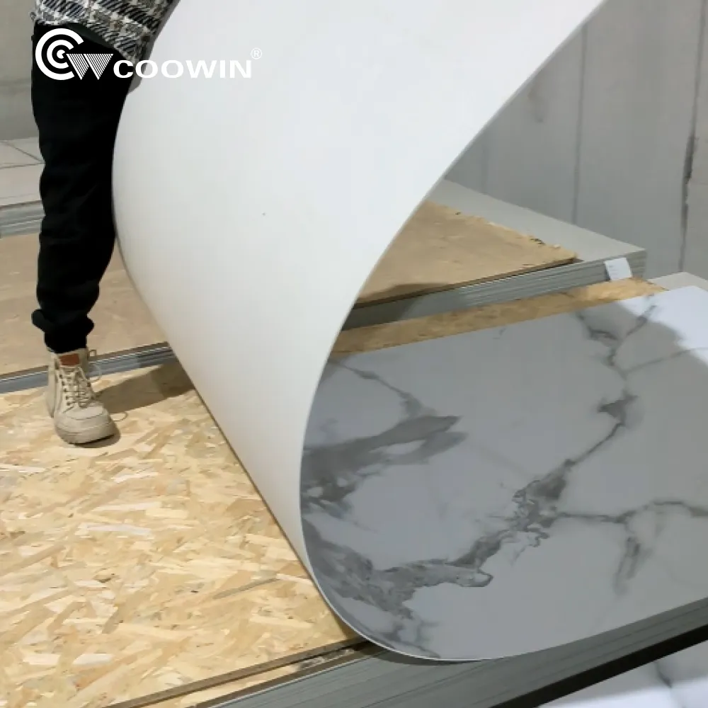 Custom Size 3mm 1220mm*2440mm Waterproof Marble Wall Panel PVC UV Plastic Sheet