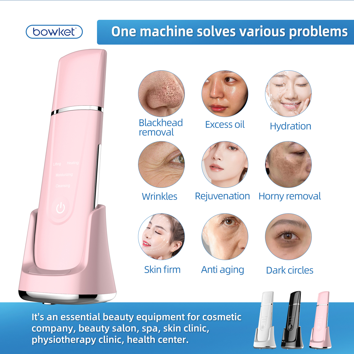 ORANGLES Bowket Professional Cordless Blackhead Remover | Ultrasonic Skin Scrubber & Pore Cleaner Spatula | Face Detox & Tightening Tool (Black) – orangles Qatar - high resolution display - exposing craftsmanship - Image 2 of 6 | built for everyone | Bowket Professional Cordless Blackhead Remover | Ultrasonic Skin Scrubber & Pore Cleaner Spatula | Face Detox & Tightening Tool (Black) – orangles Qatar for sale Georgia | Free Shipping ORANGLES