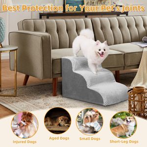 Bền Mật Độ Cao Bọt Chống-Trượt Có Thể Giặt Bìa Cong 4-Bước Con Chó Bước Vật Nuôi Cầu Thang Cho Giường Cao Và Đi văng - Product Image 2